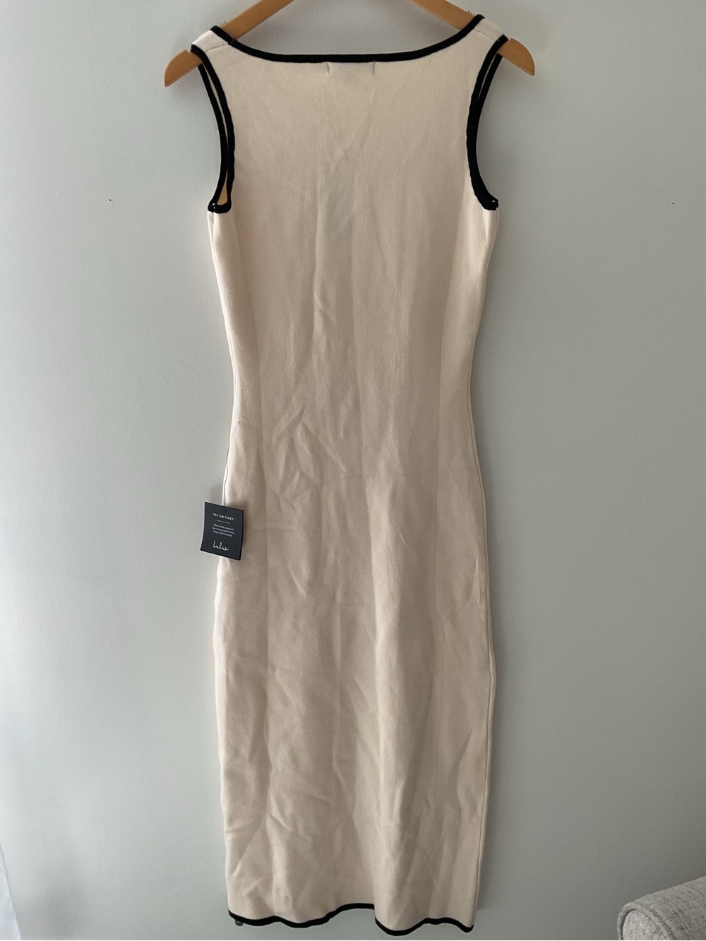 Lulus Sophisticated Composure Cream Soft Knit Faux Button-Front Midi Dress Small - Picture 6 of 12